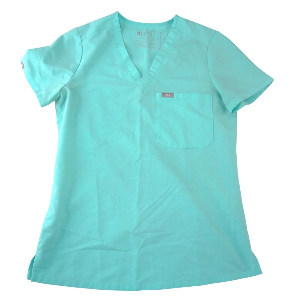 FIGS‎ Technical Collection Women XS V-Neck Scrub Top Seafoam Green Short Sleeve